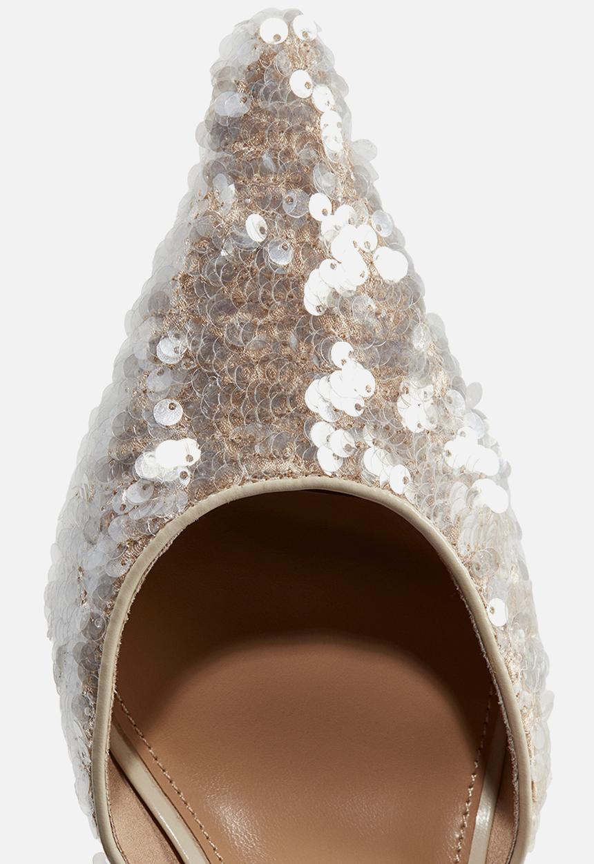 H&M - Sequined slingback court shoes - light beige