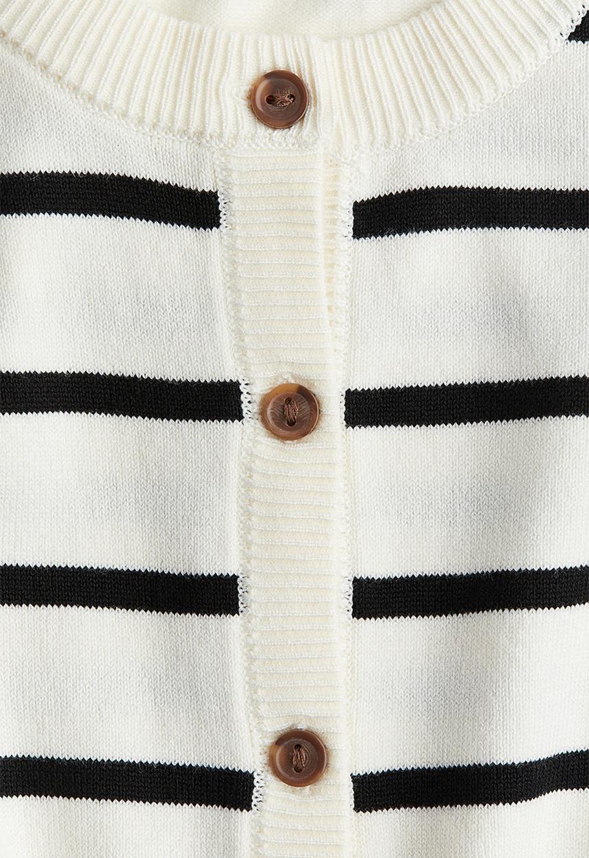 H&M - Short-sleeved cardigan - cream striped 