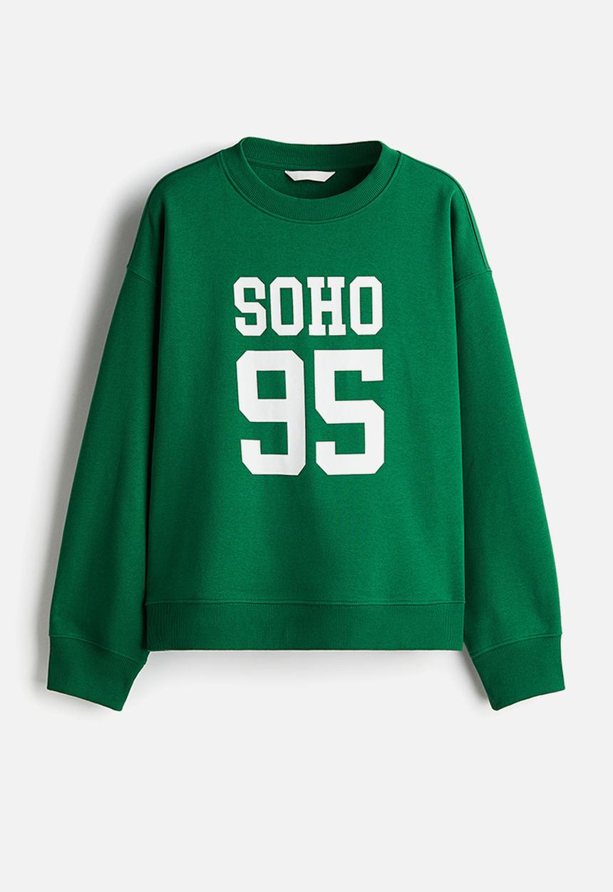 H&M - Text-motif sweatshirt - green soho