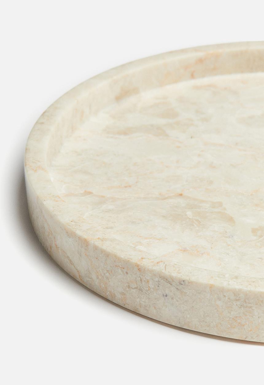 H&M - Round marble tray -  cream/marbled