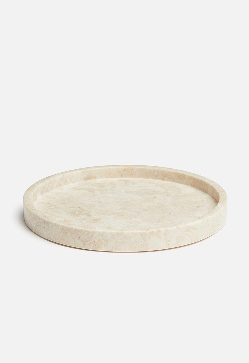 H&M - Round marble tray -  cream/marbled