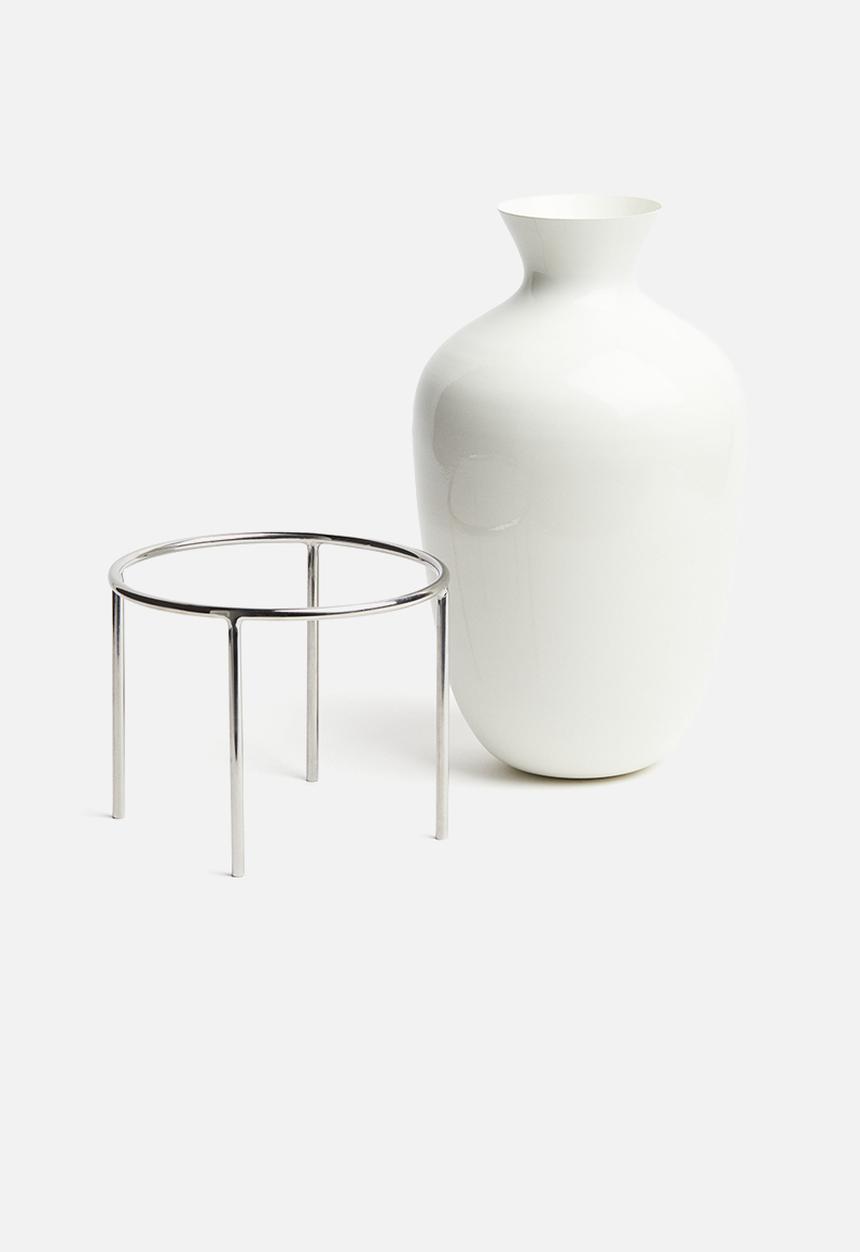 H&M - Tall metal vase - white