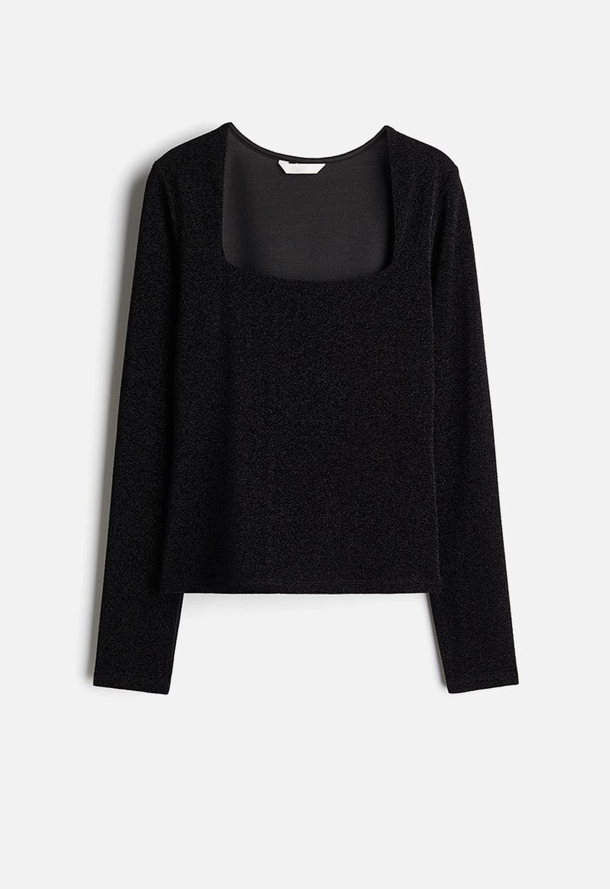 H&M - Long-sleeved jersey top - black