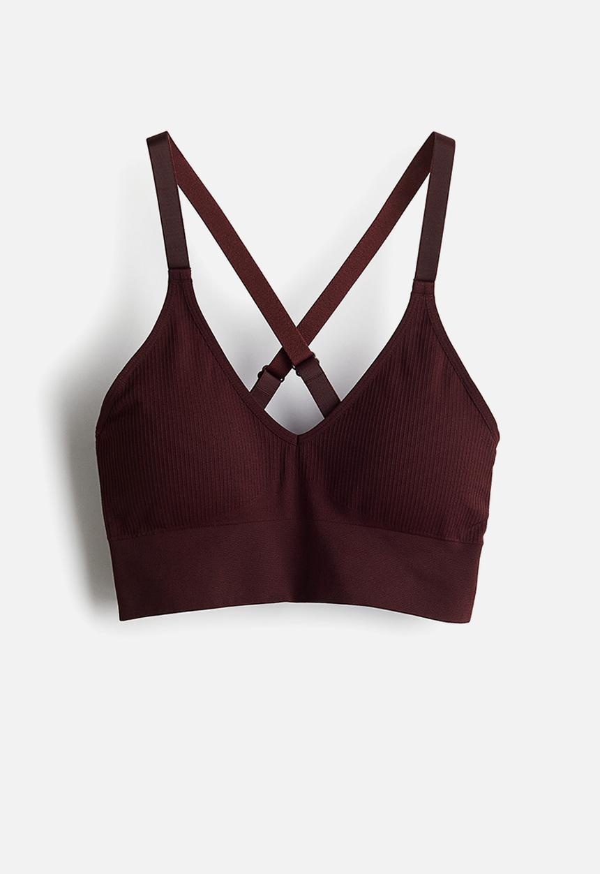 H&M - Seamless medium support sports bra with drymove™ - dark red 