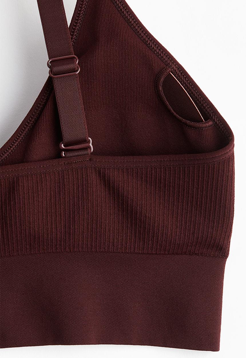 H&M - Seamless medium support sports bra with drymove™ - dark red 
