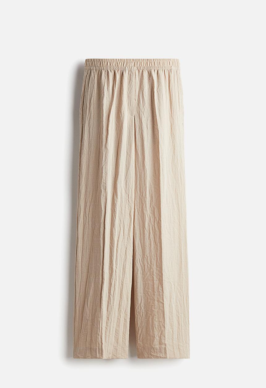 H&M - Wide pull-on trousers - light beige