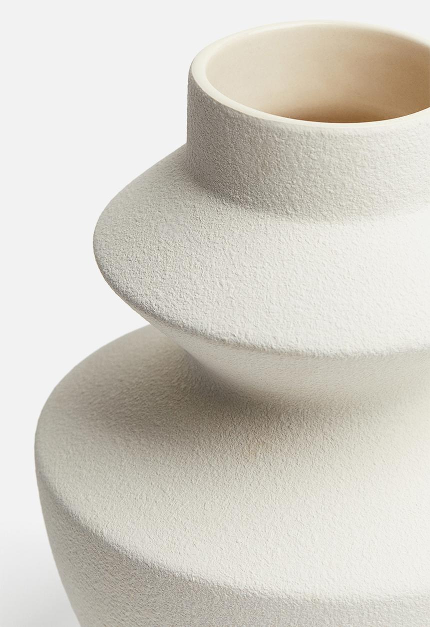 H&M - Tall angular stoneware vase - white