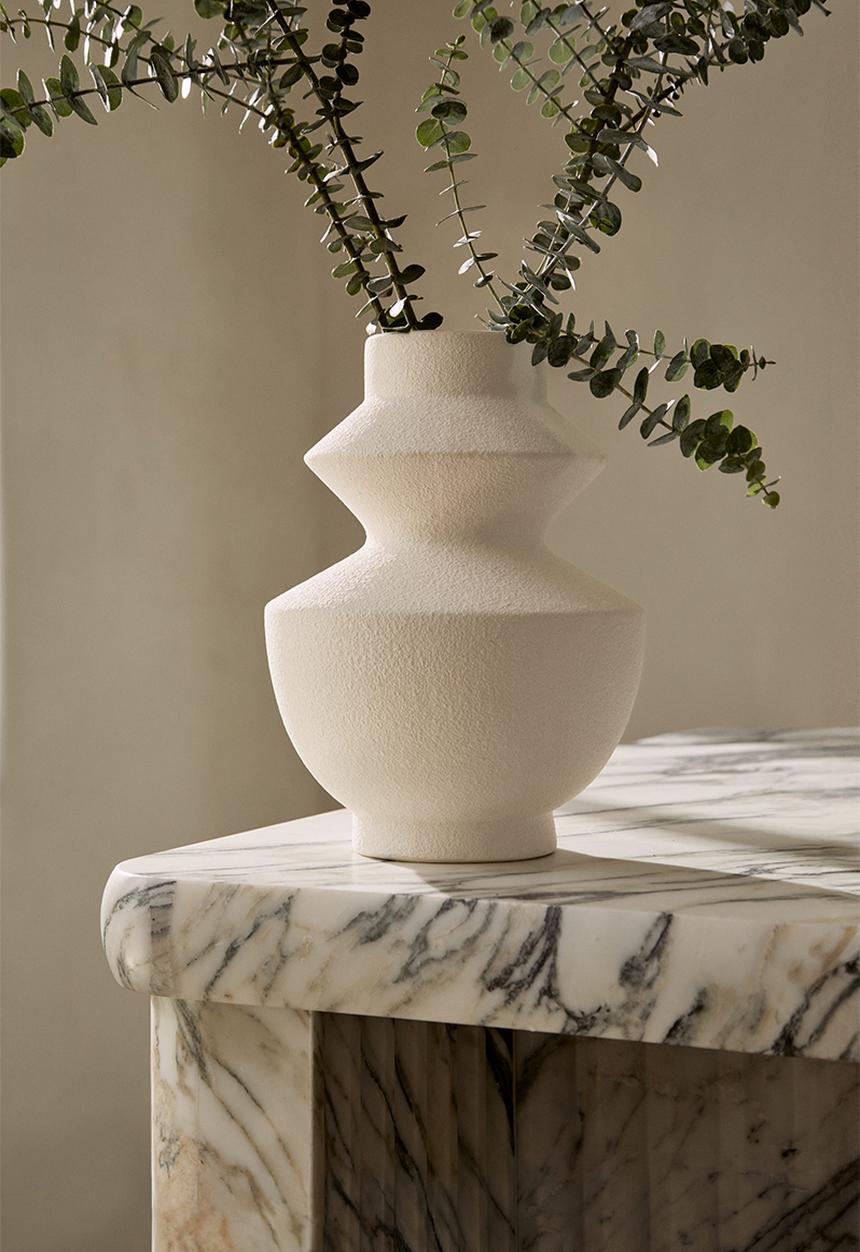 H&M - Tall angular stoneware vase - white