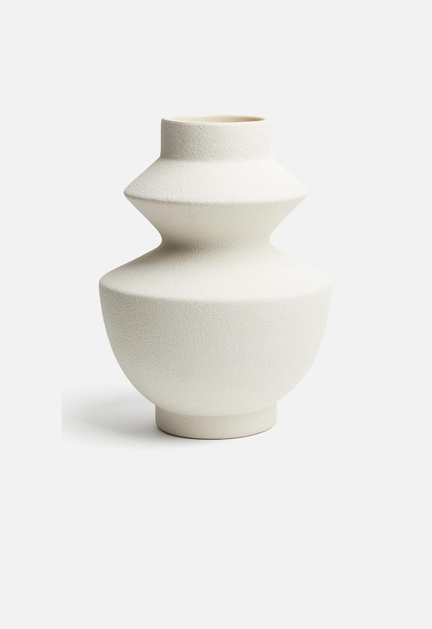 H&M - Tall angular stoneware vase - white