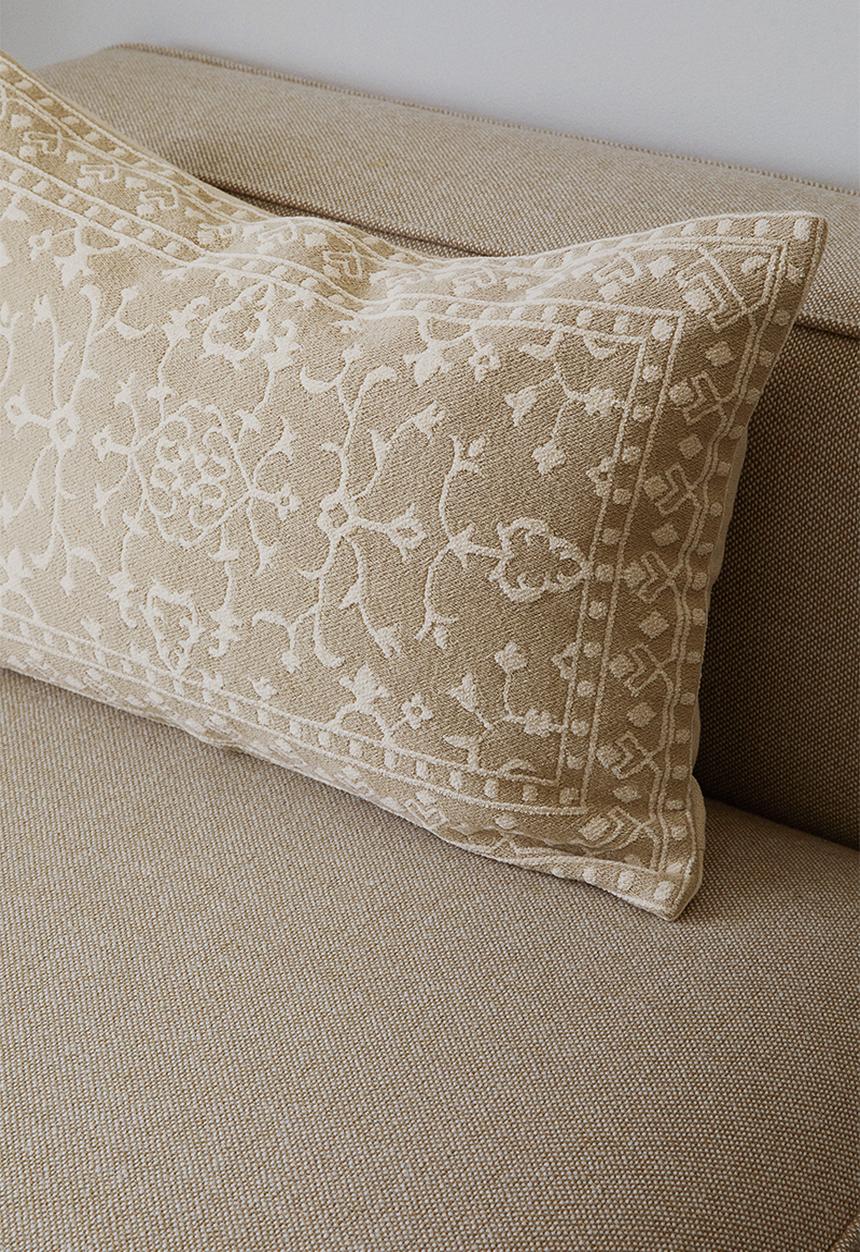 H&M - Patterned cotton canvas cushion cover - beige/patterned