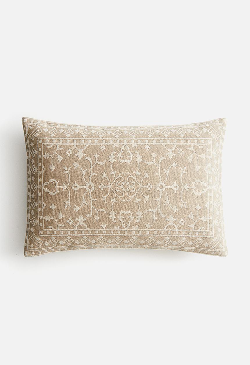 H&M - Patterned cotton canvas cushion cover - beige/patterned
