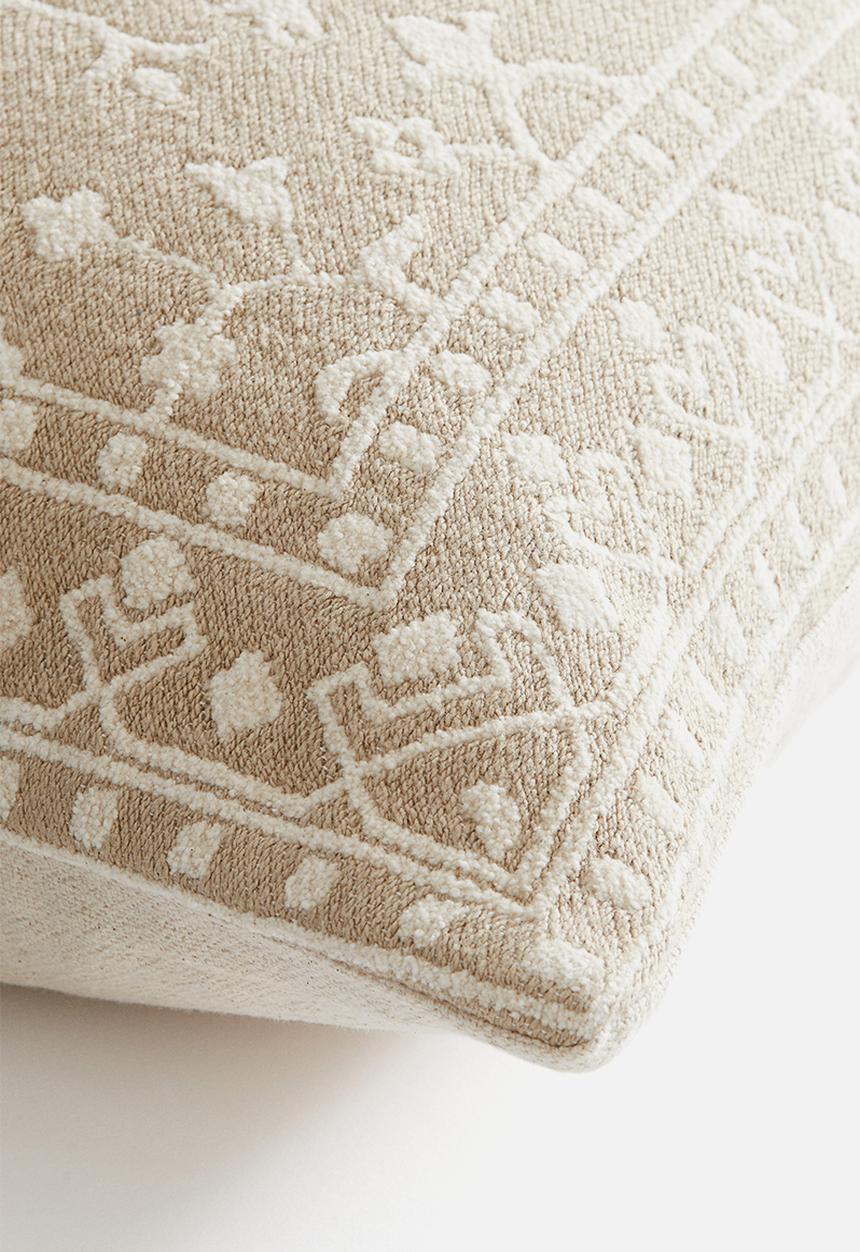 H&M - Patterned cotton canvas cushion cover - beige/patterned