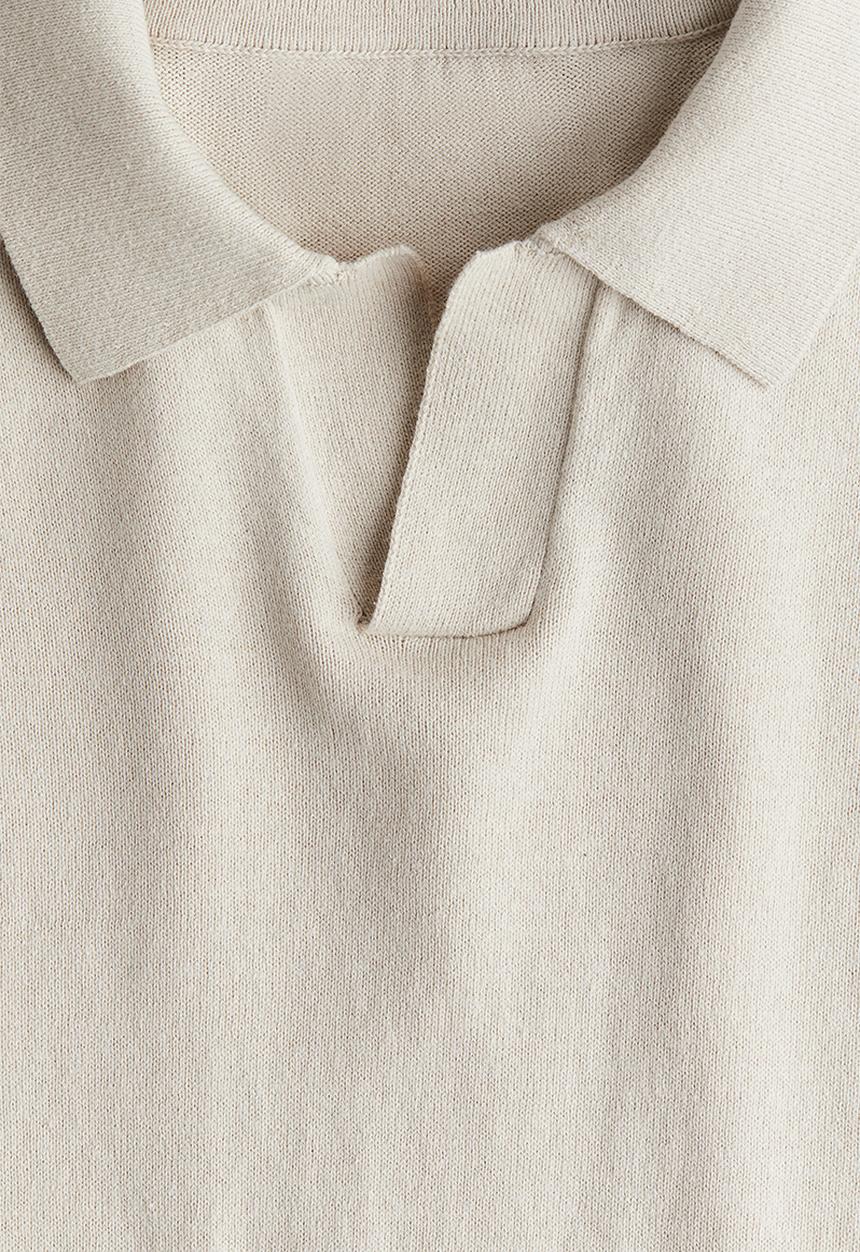 H&M - Fine-knit polo jumper - light beige 