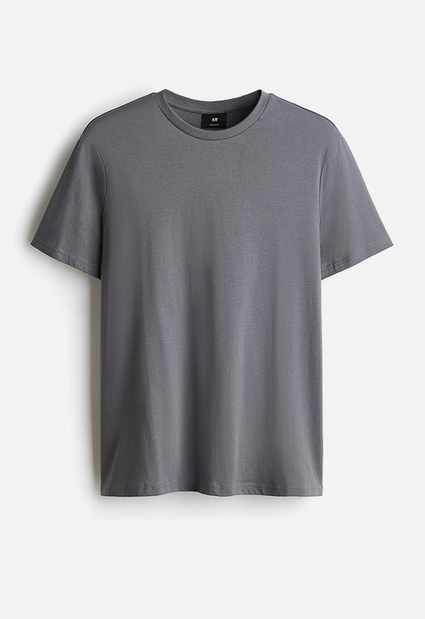 H&M - Regular fit round-neck t-shirt - dark grey