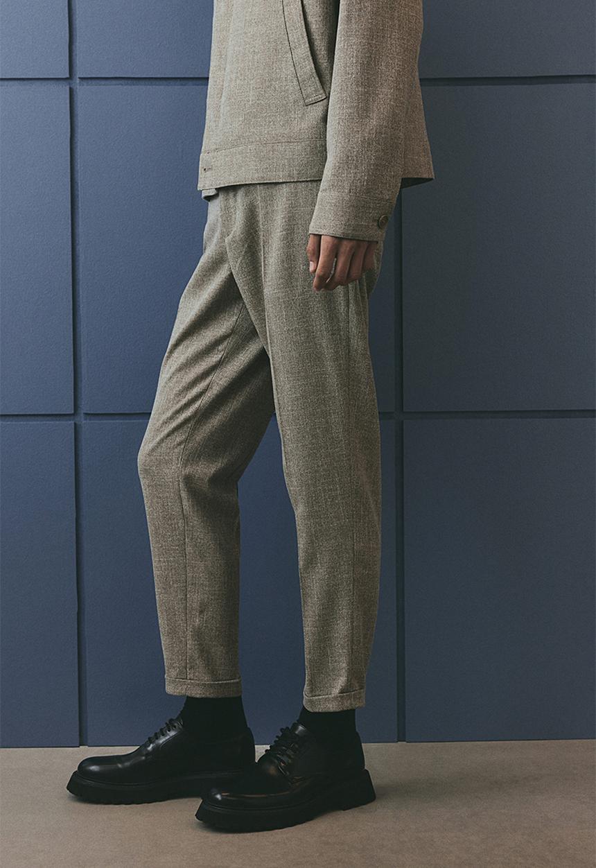 H&M - Regular fit tailored trousers - beige marl 