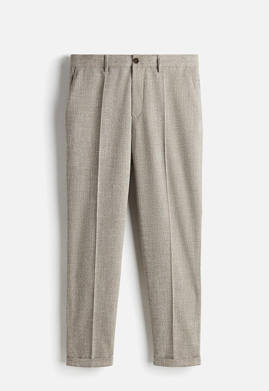 H&M - Regular fit tailored trousers - beige marl 