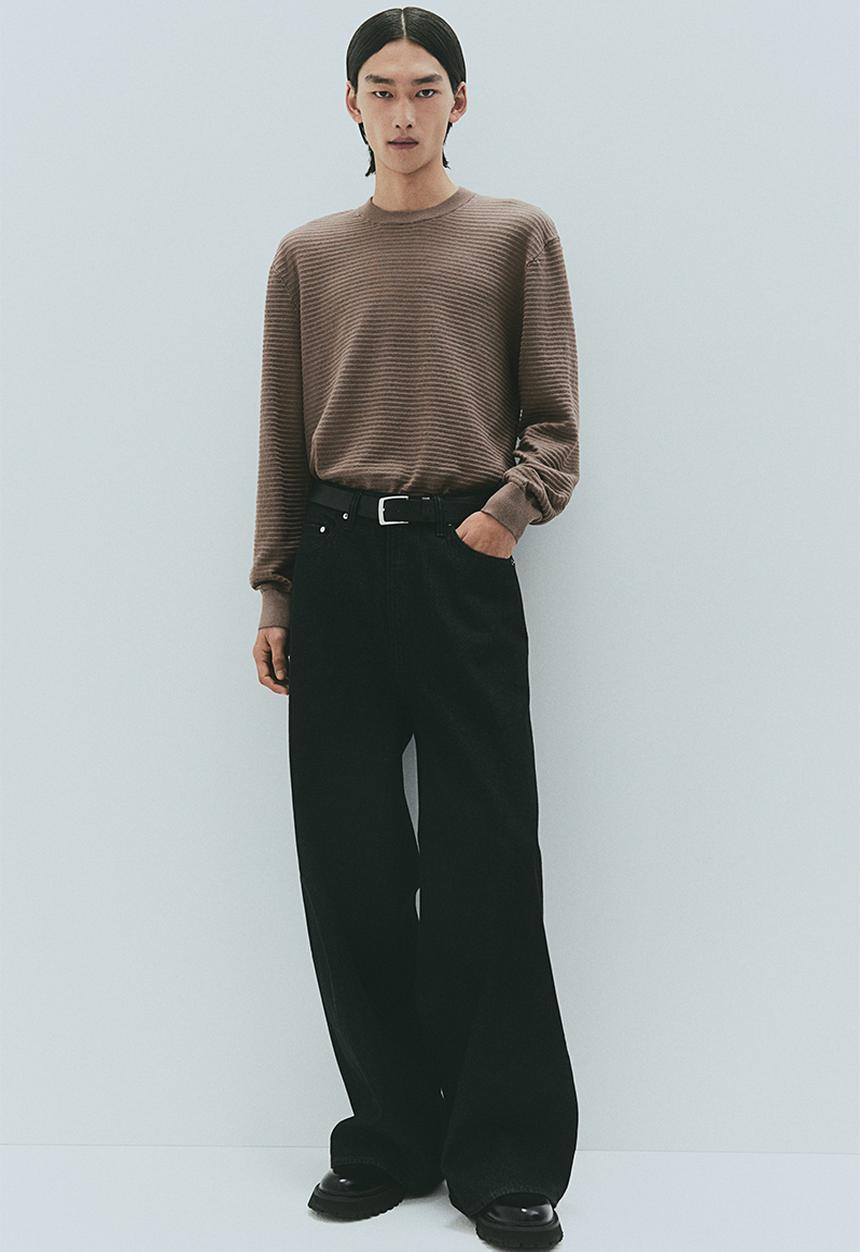 H&M - Regular fit textured-knit jumper - dark beige