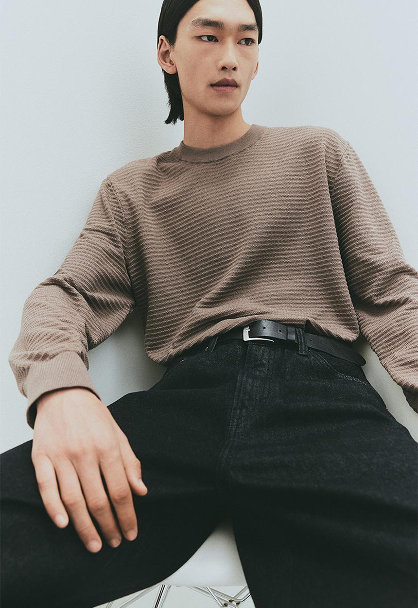 H&M - Regular fit textured-knit jumper - dark beige