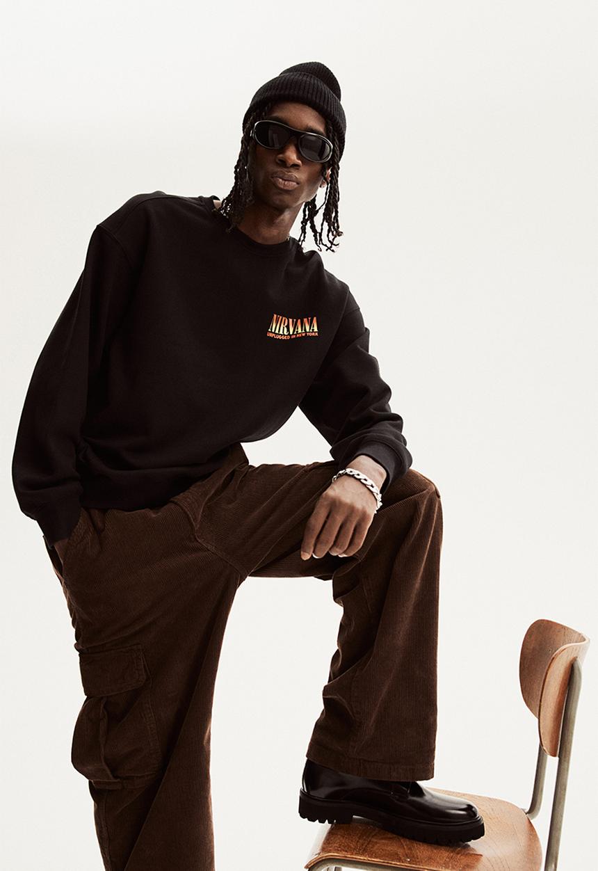 H&M - Loose fit sweatshirt - black nirvana