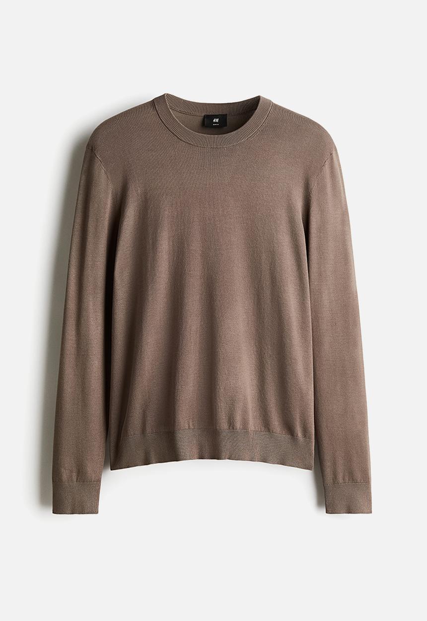 H&M - Slim fit fine-knit jumper - dark beige
