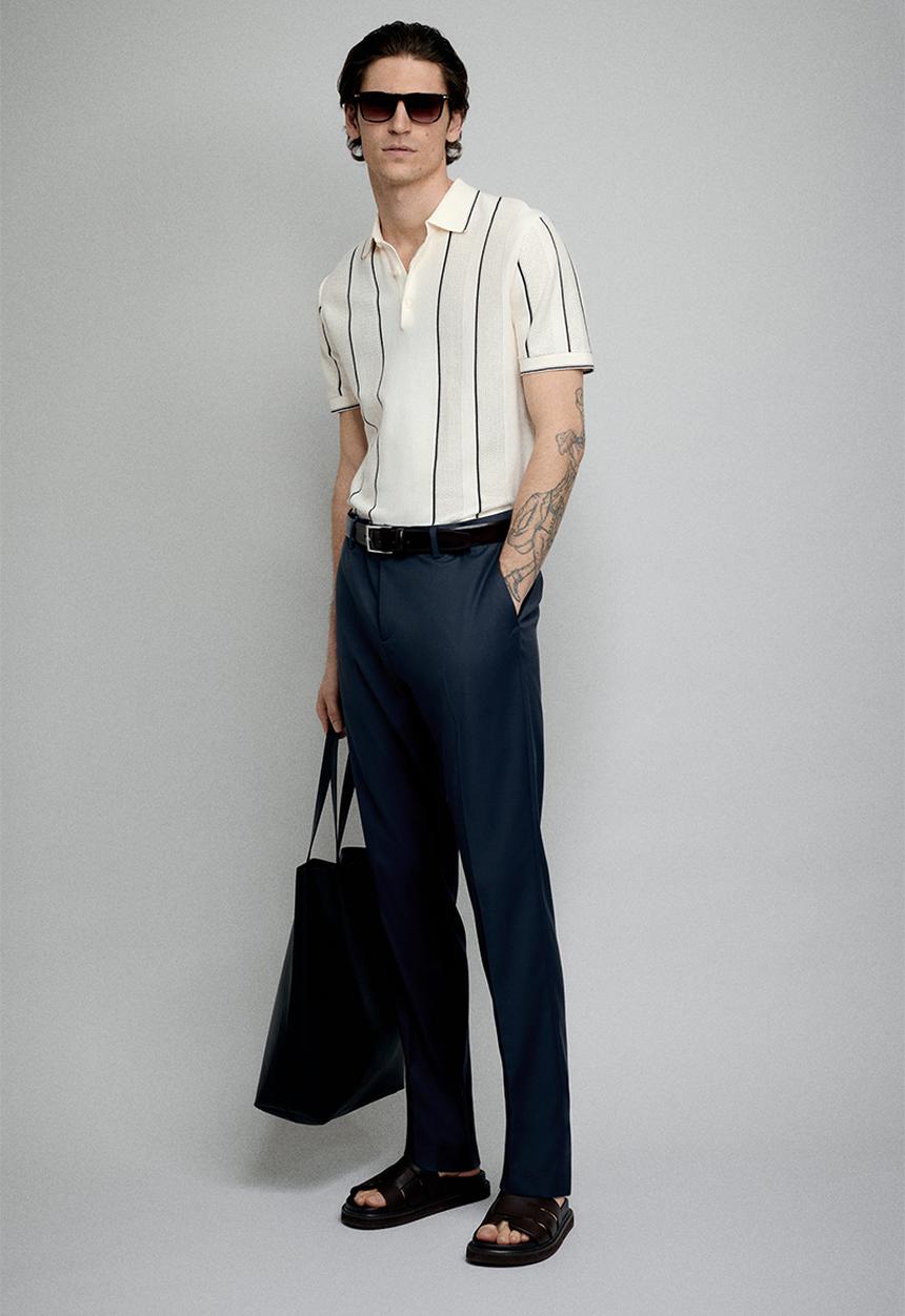 H&M - Slim fit suit trousers - navy blue