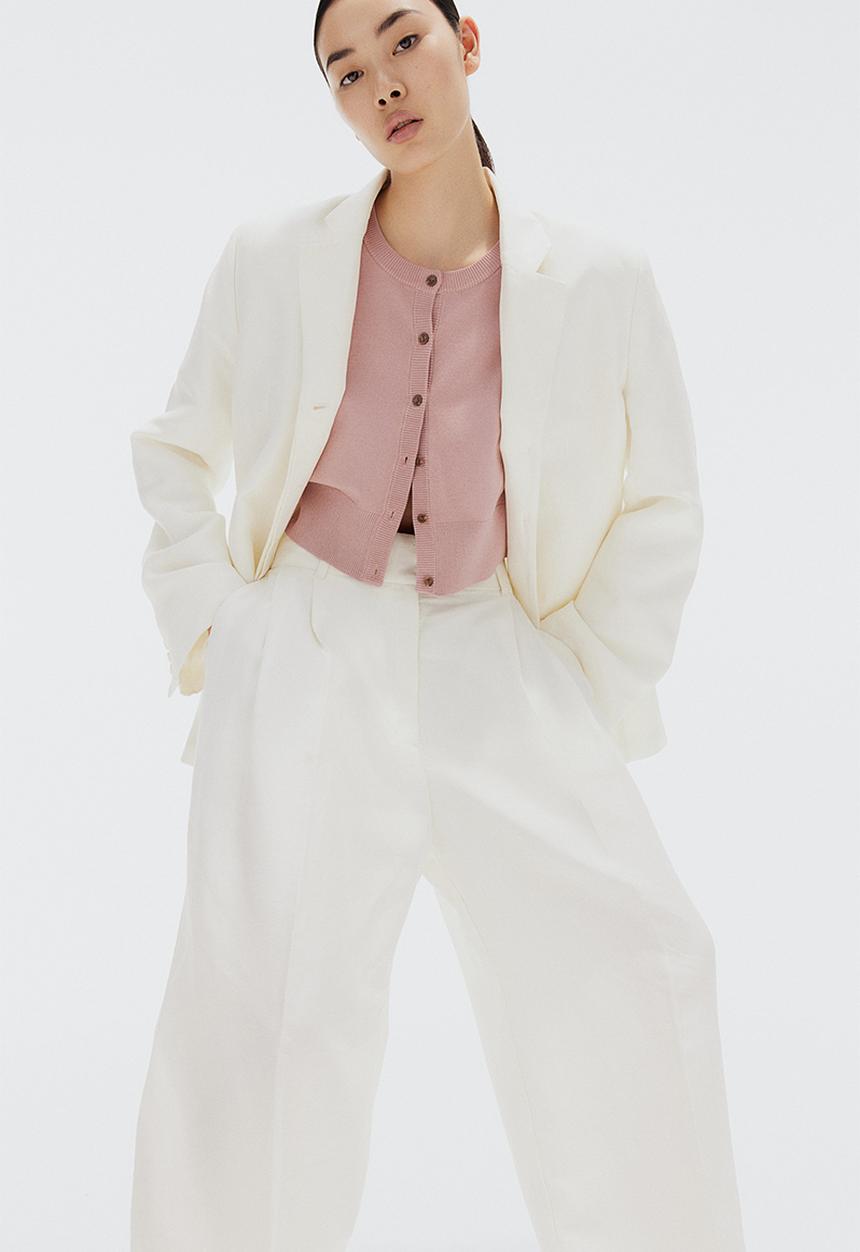 H&M - Short-sleeved cardigan - dusty pink
