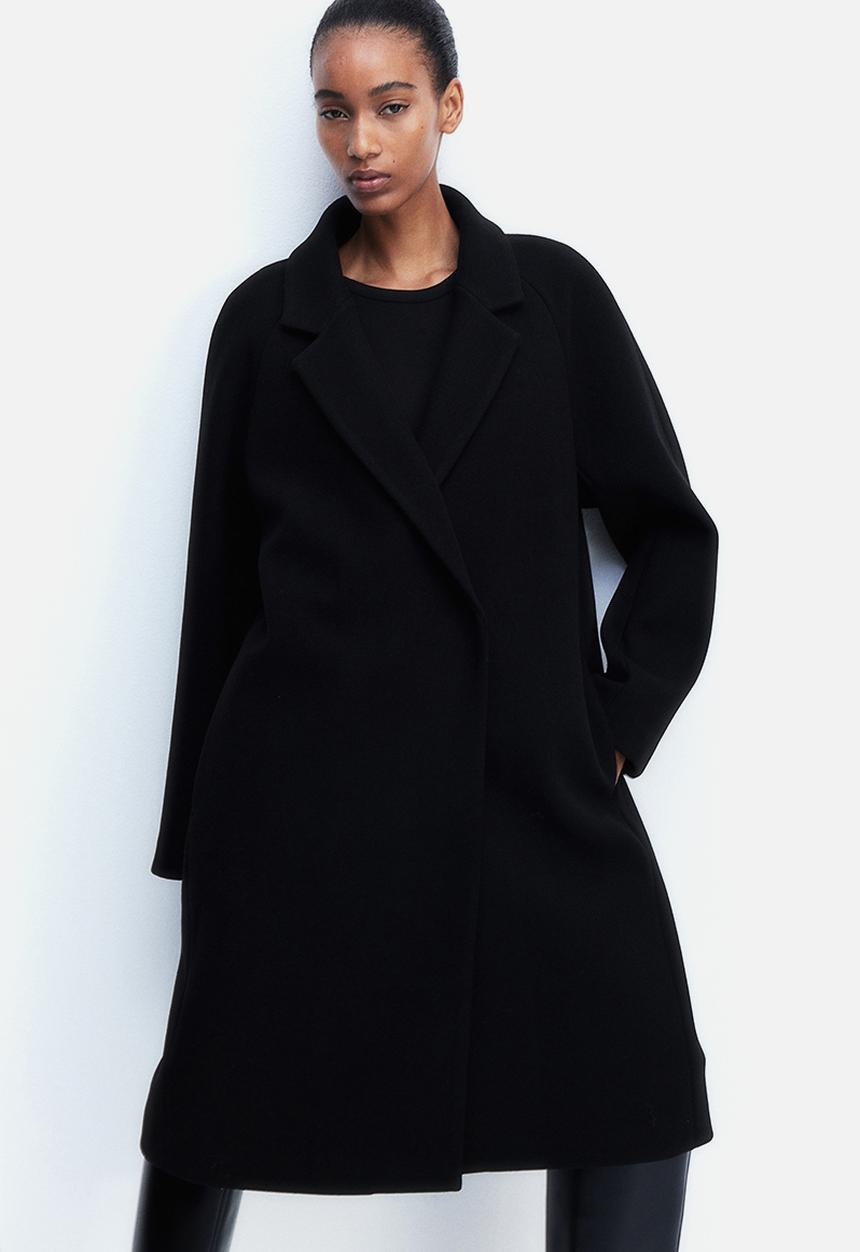 Double-breasted coat - black - 1159193006