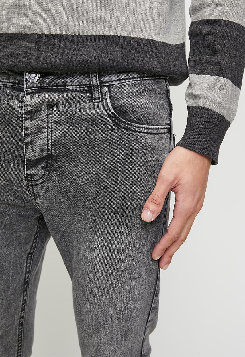 Brave Soul - Denim Skinny Lux  Jeans - Grey Acid Wash