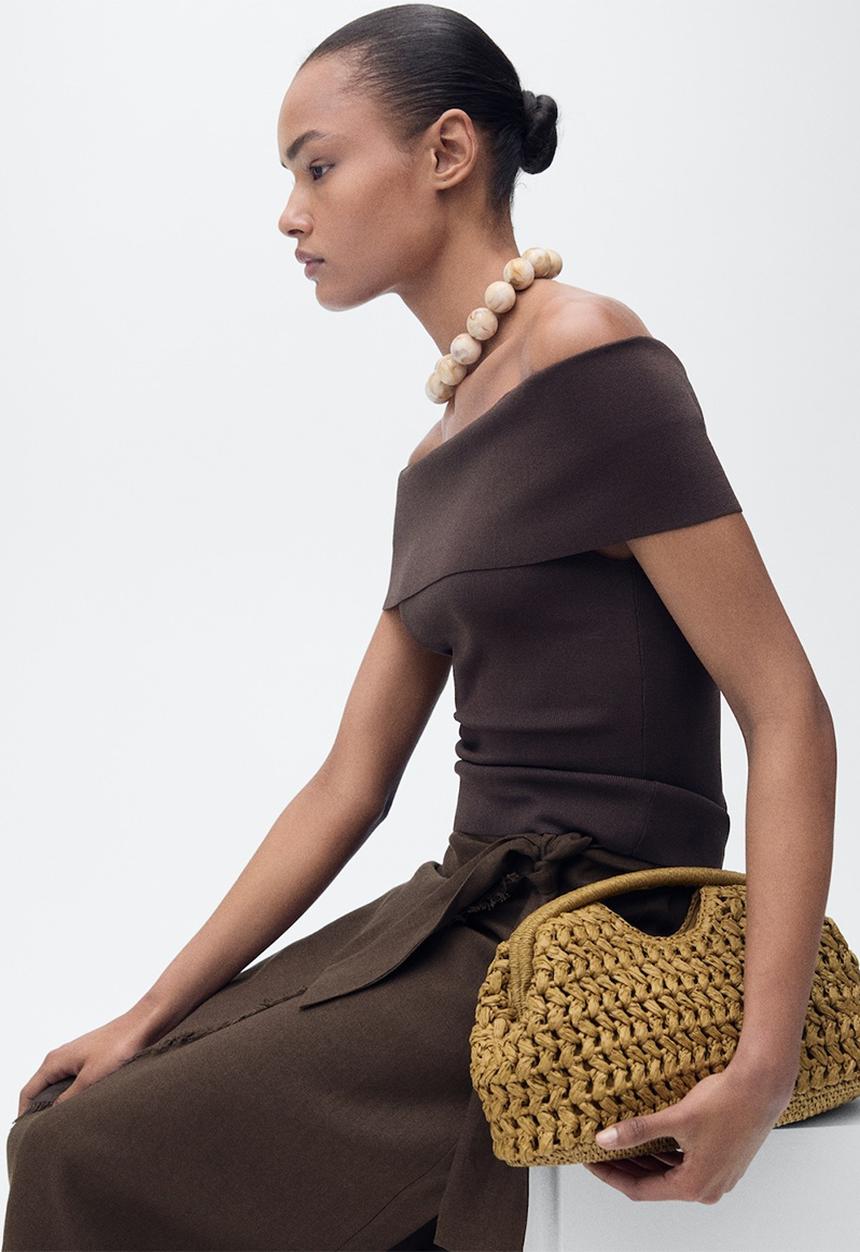 MANGO - Skirt Pareo - Dark Brown