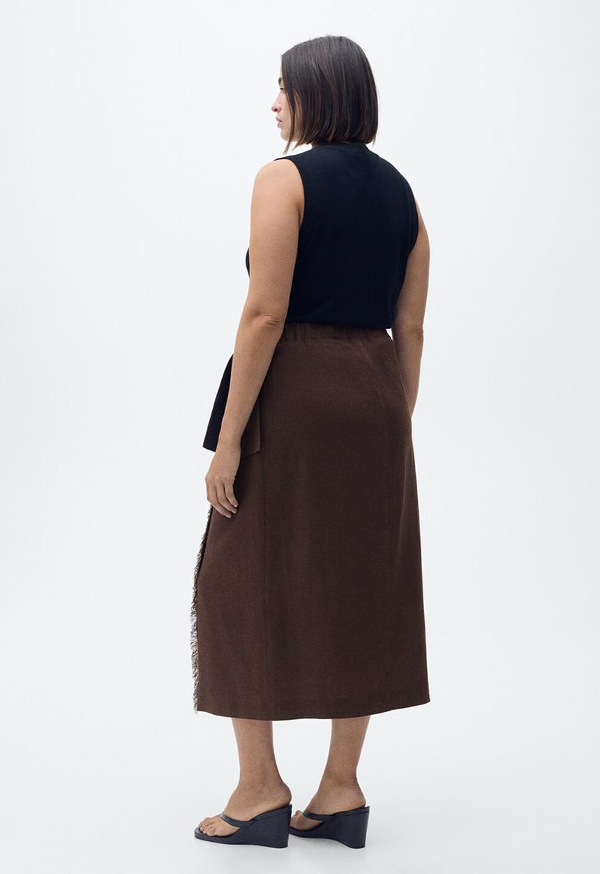 MANGO - Skirt Pareo - Dark Brown