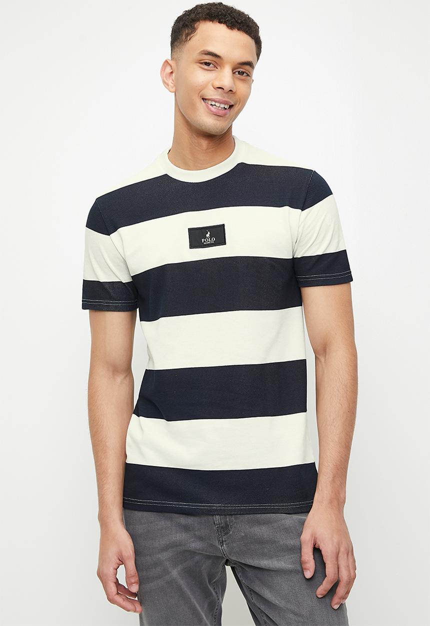 POLO - Mens Pjc Short Sleeve Striped Tee - Navy & White