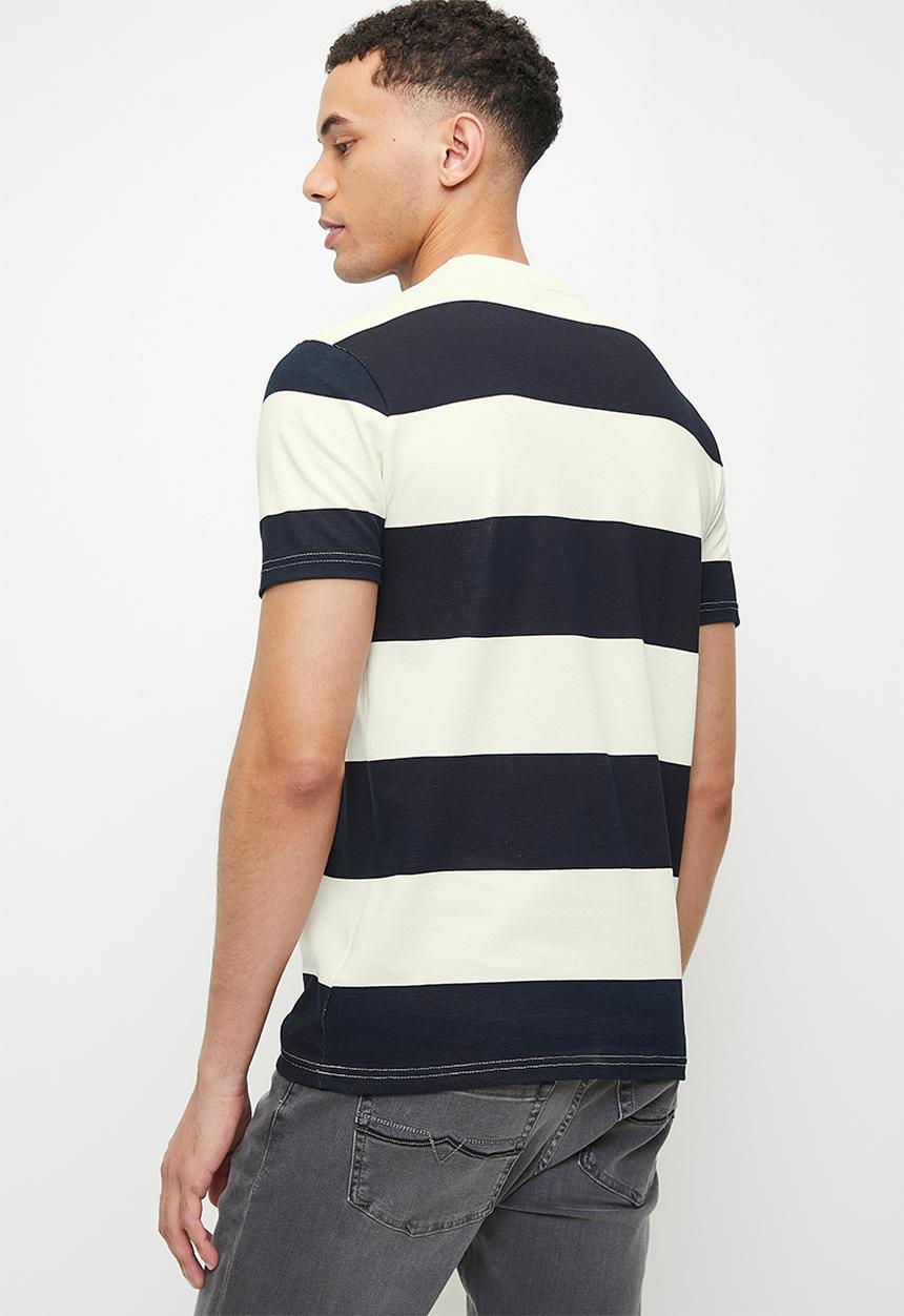 POLO - Mens Pjc Short Sleeve Striped Tee - Navy & White