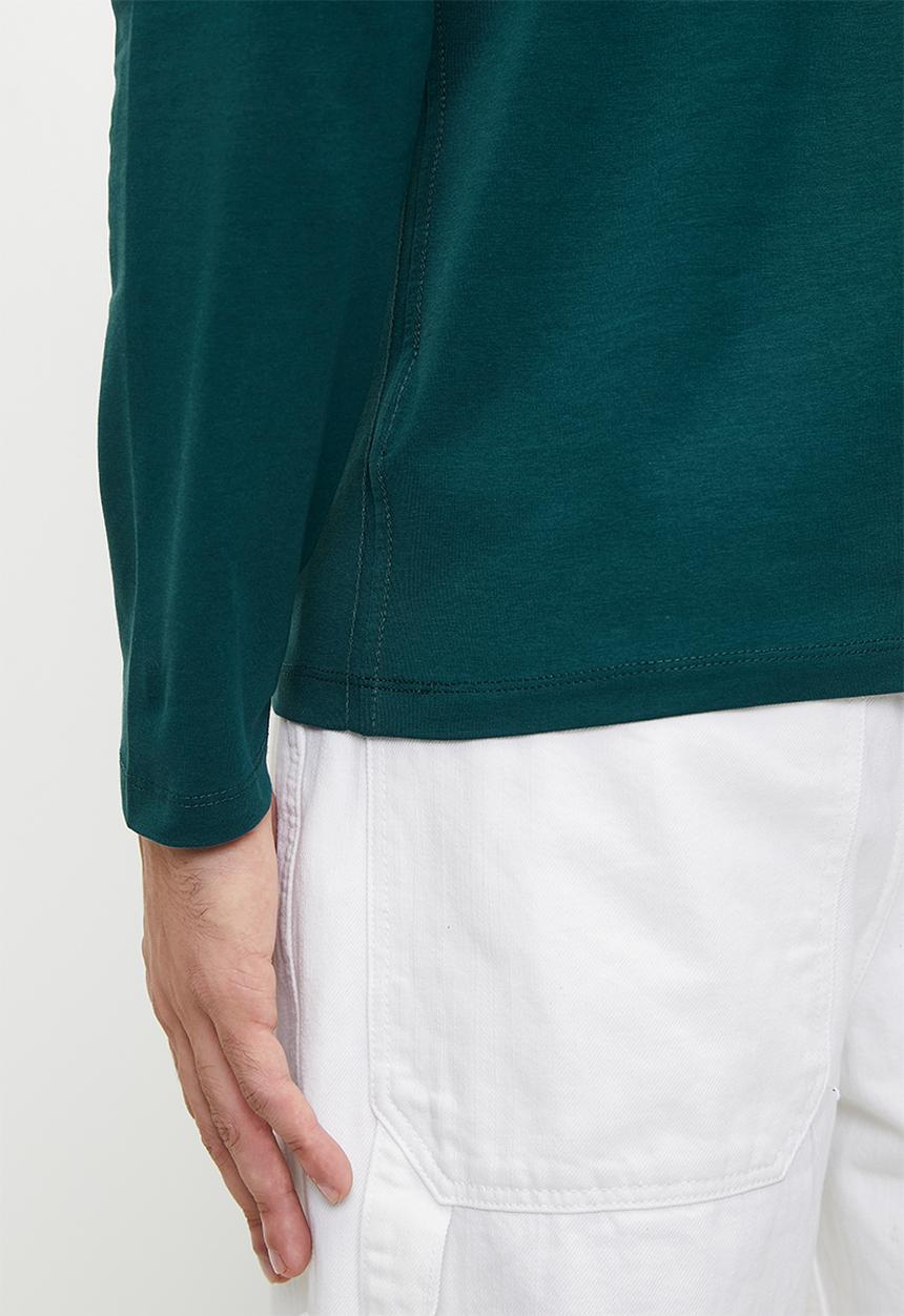 GUESS - Long sleeve cn sprayed flock logo tee - true teal