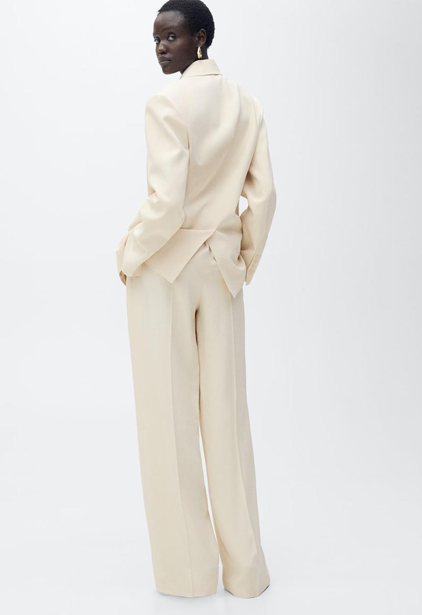 MANGO - Trousers Suki - Light Pastel Yellow