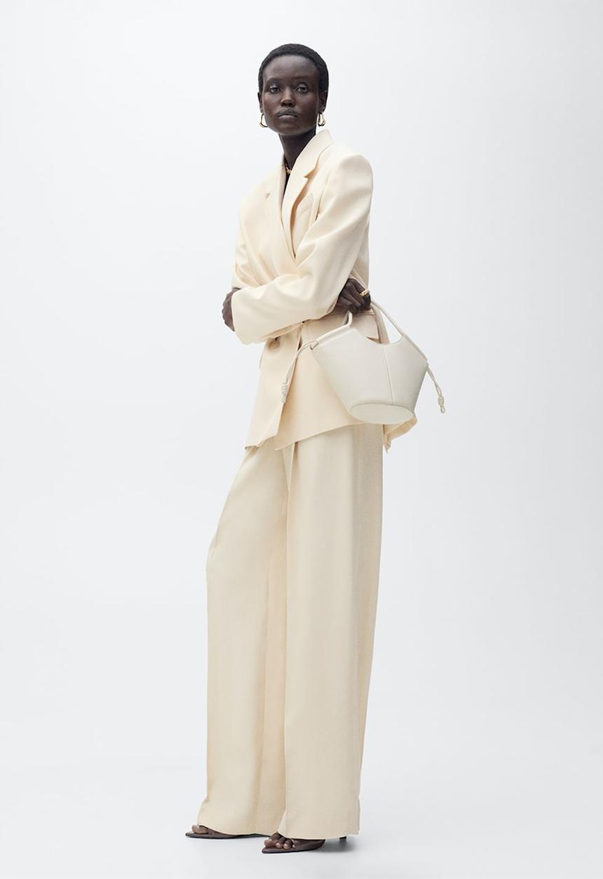 MANGO - Trousers Suki - Light Pastel Yellow