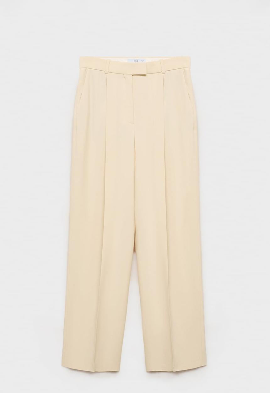 MANGO - Trousers Suki - Light Pastel Yellow