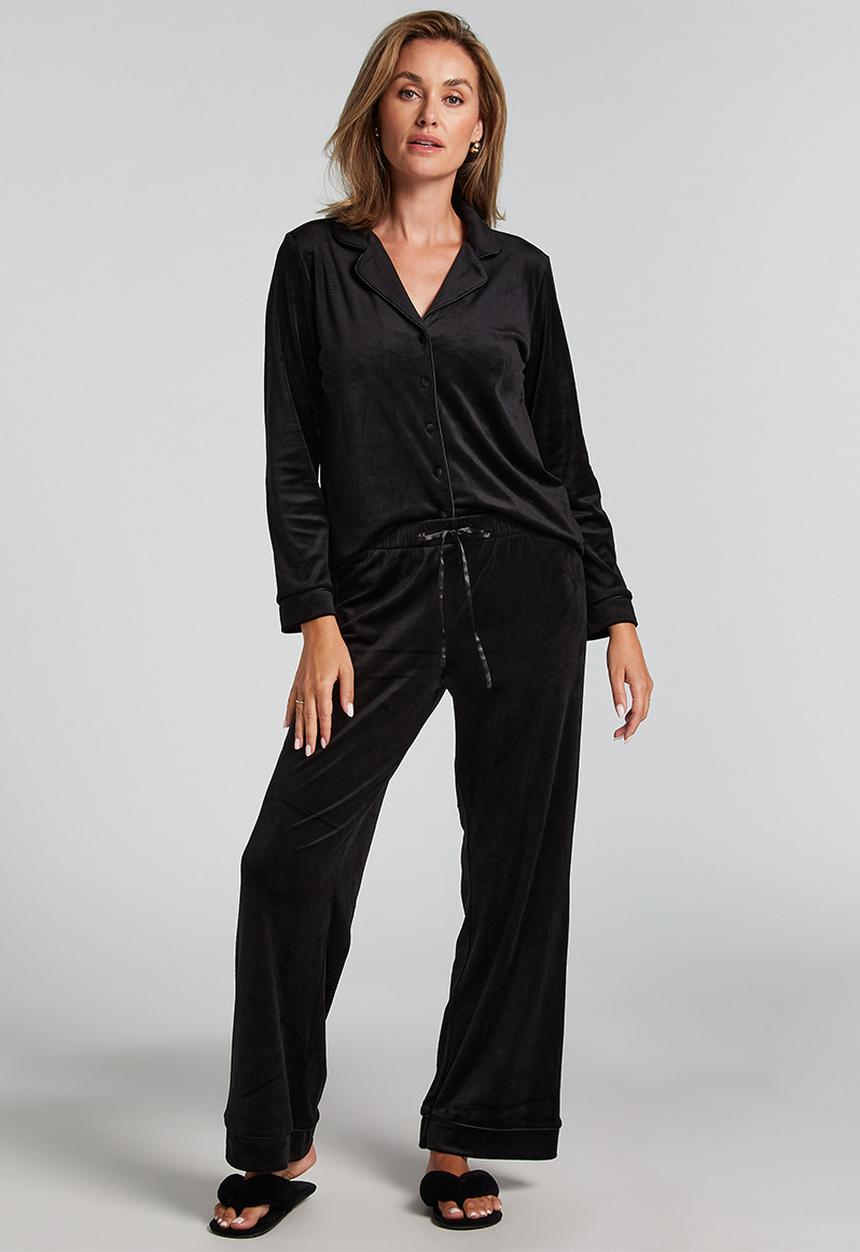 Hunkemoller - Pants velours piping - black