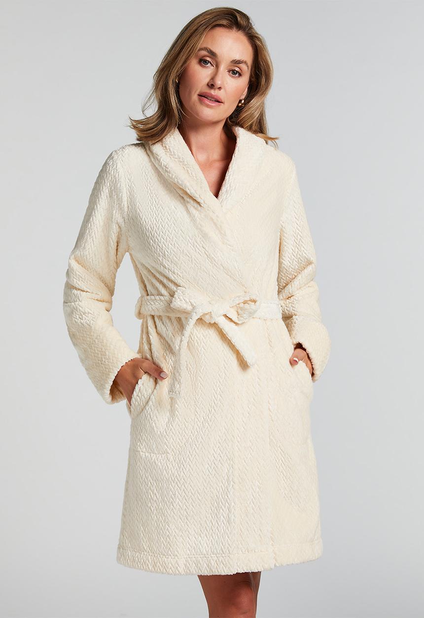 Hunkemoller - Robe short jacquard fleece - white