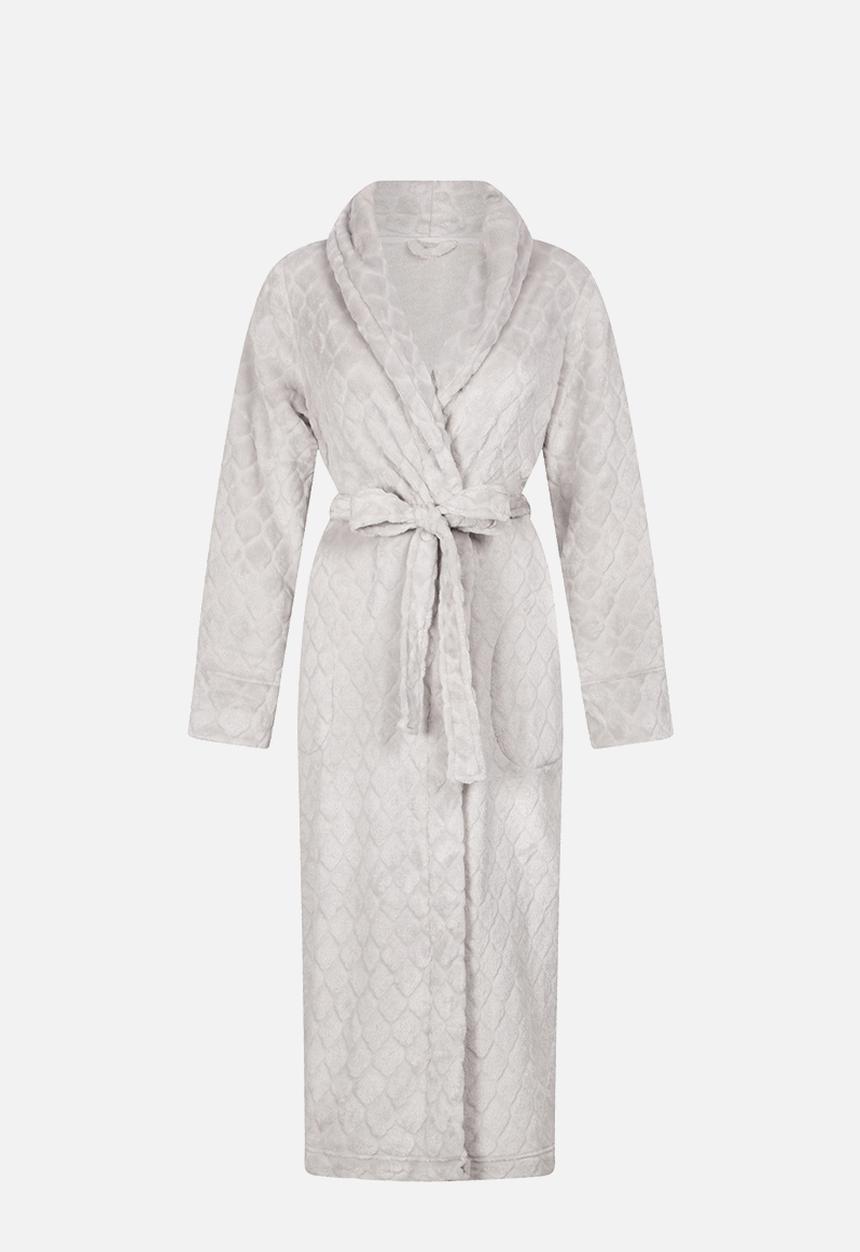 Hunkemoller - Robe fleece long emb honeycomb - grey