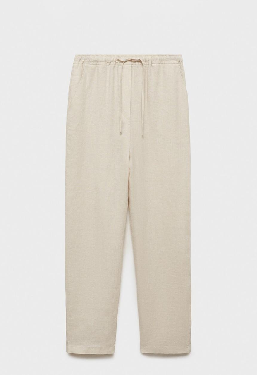 MANGO - Trousers Linen - Light Pastel Gray