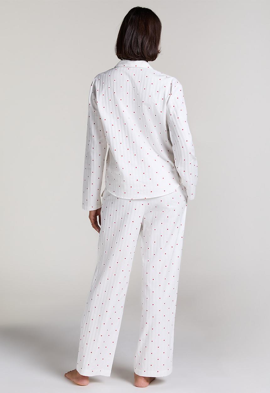 Hunkemoller - Jacket long sleeve co jacquard hearts - white