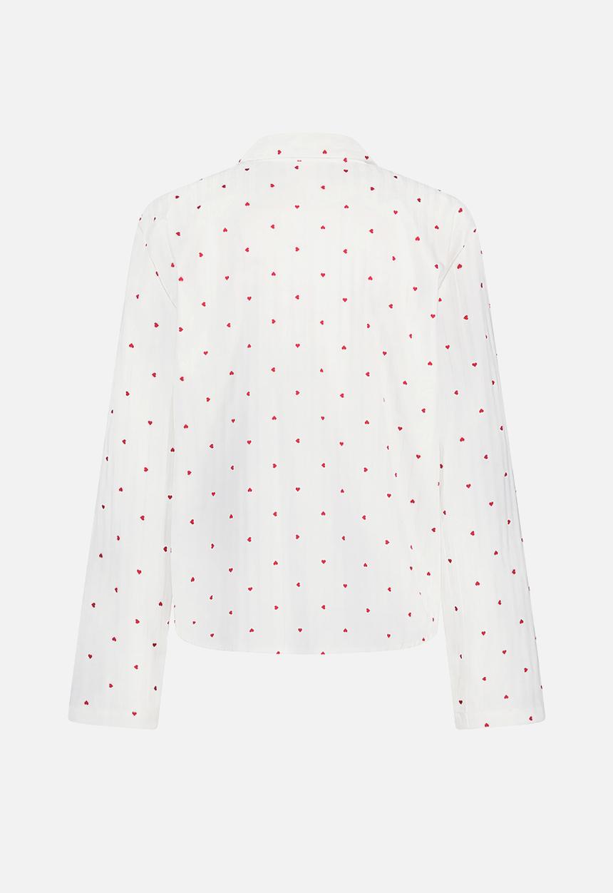 Hunkemoller - Jacket long sleeve co jacquard hearts - white