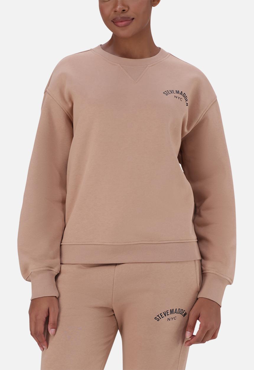 Steve Madden - Amelia oversized crew neck fleece sweat - biscuit