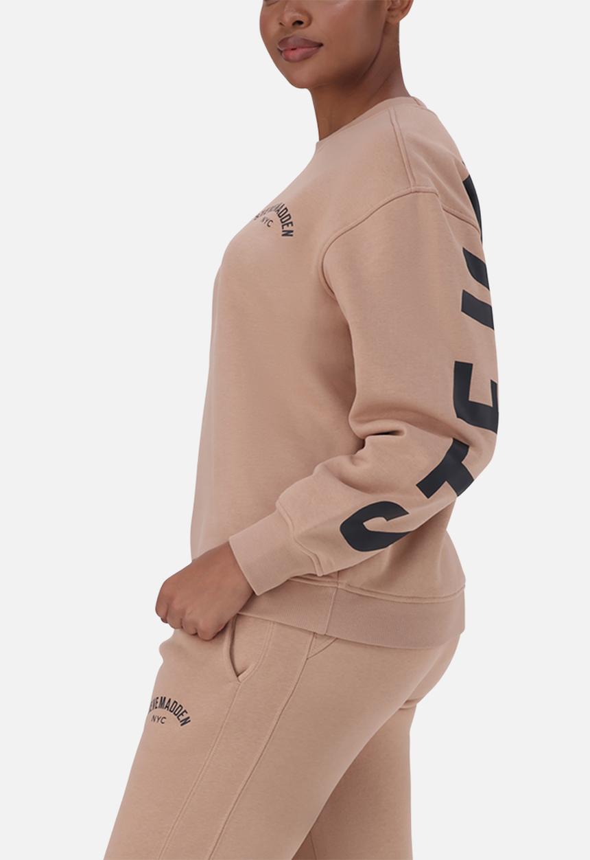 Steve Madden - Amelia oversized crew neck fleece sweat - biscuit