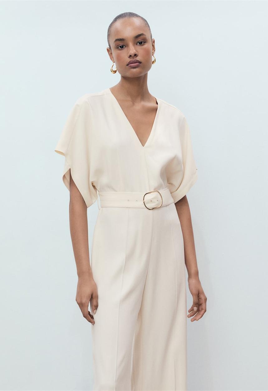 MANGO - Jumpsuit Junny - Light Beige