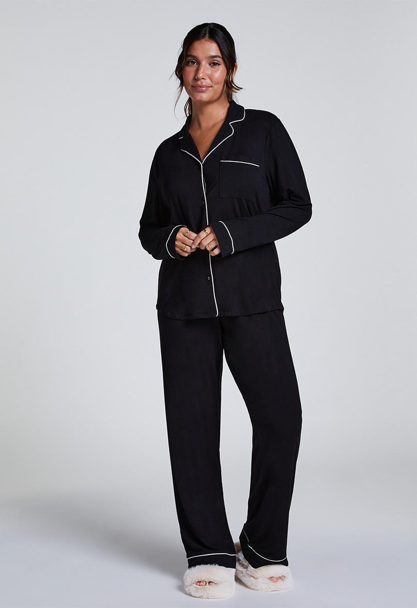 Hunkemoller - Jacket long sleeve jersey essential - black