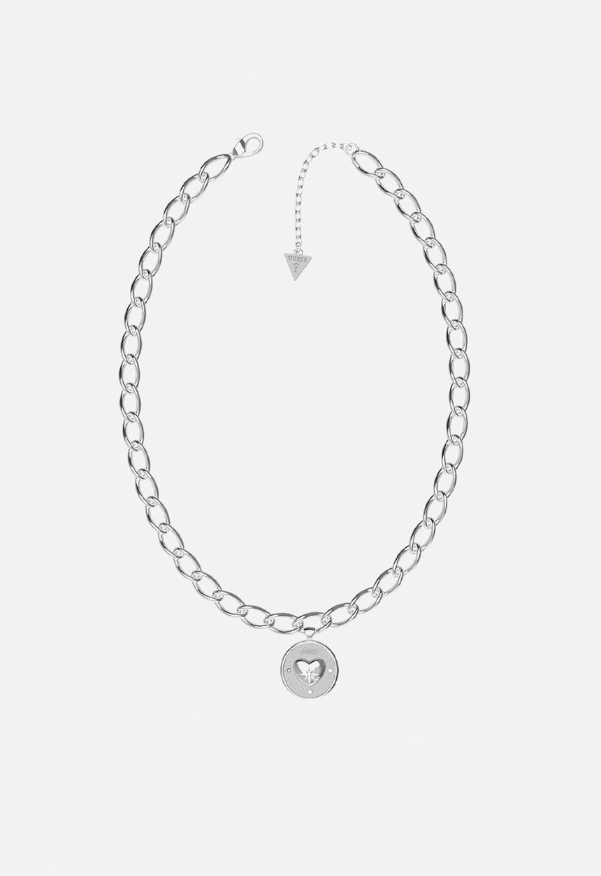 GUESS - Heart coin necklace - silver