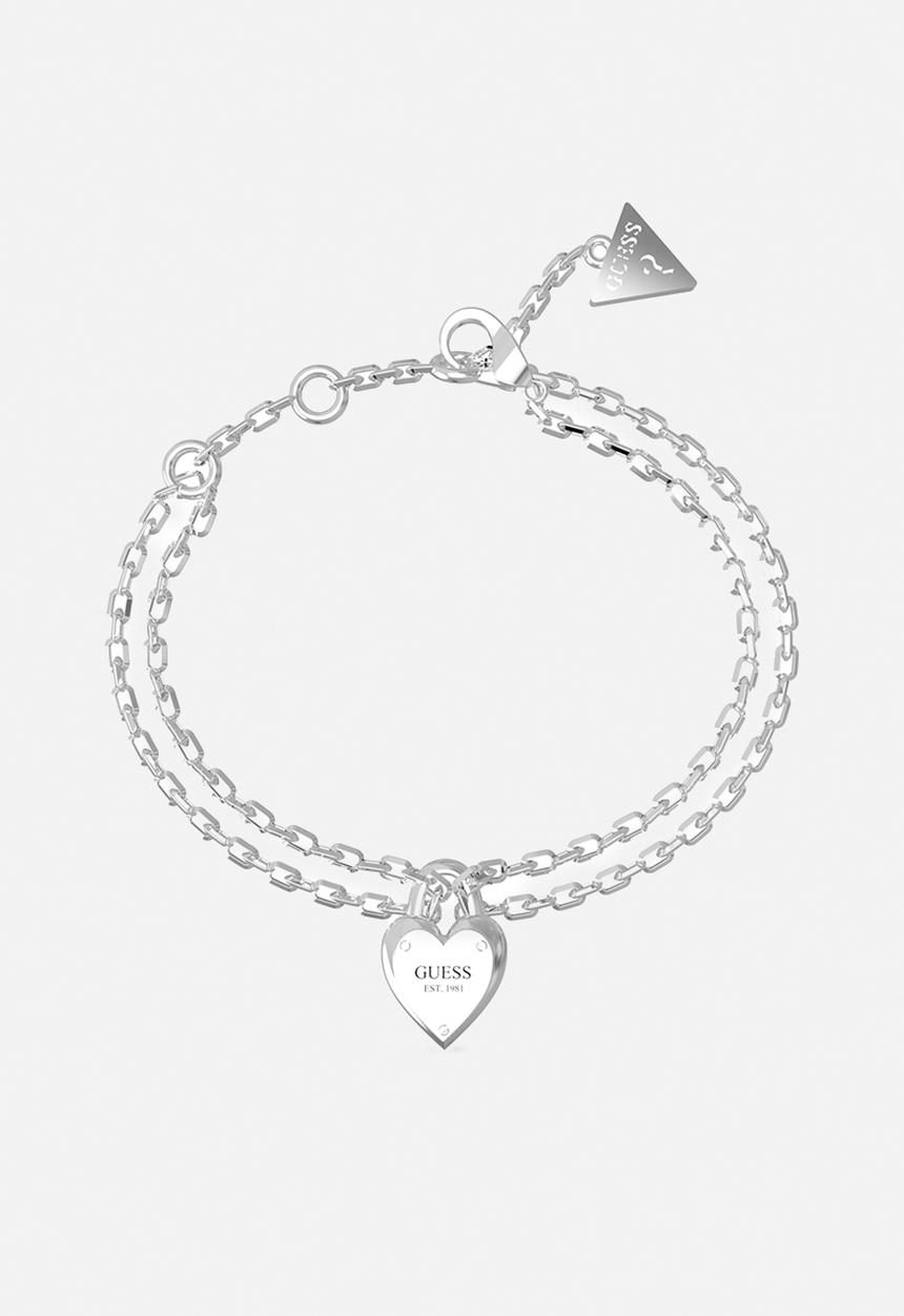 GUESS - All you need is love mini heart lock bracelet - silver