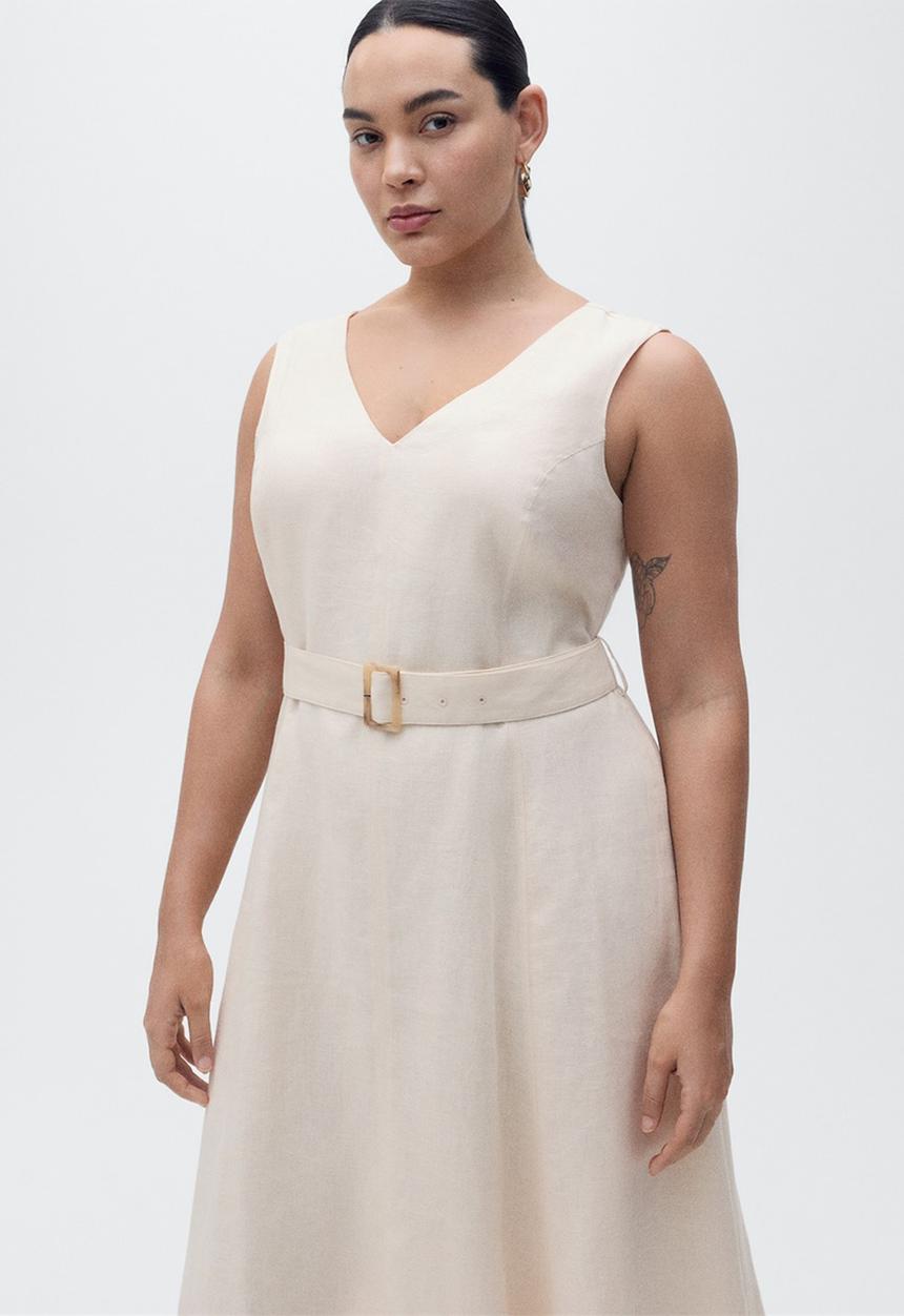 MANGO - Dress Laura - Light Beige