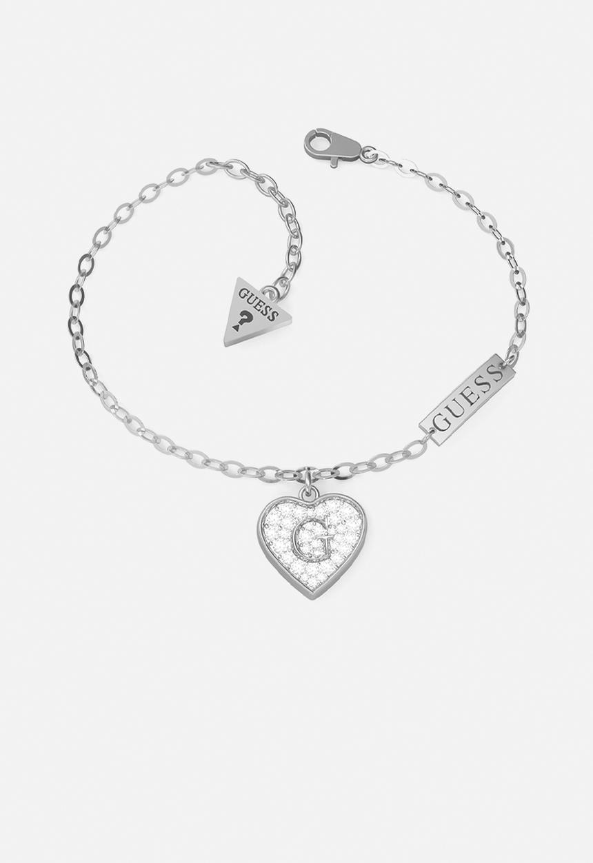 GUESS - Shine pave G heart crystal brace - silver